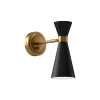 Aiden Pivot Wall Sconce, Matte Black and Antique Brass