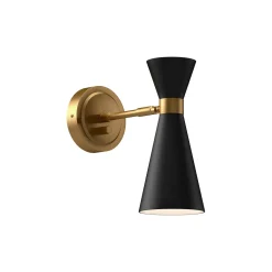 Aiden Pivot Wall Sconce, Matte Black and Antique Brass