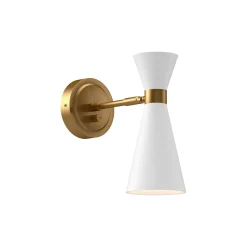 Aiden Pivot Wall Sconce, White and Antique Brass
