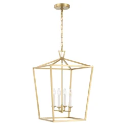 Anover Large Lantern Pendant, Satin Brass