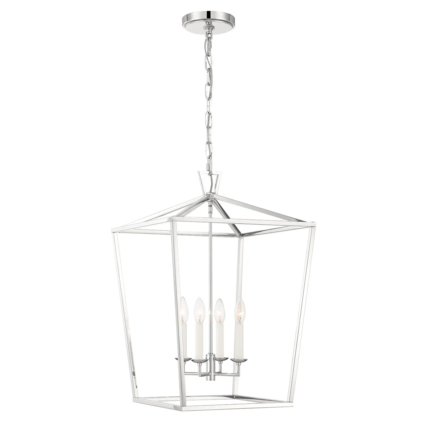 Anover Large Lantern Pendant, Polished Nickel