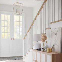 Anover Large Lantern Pendant, Satin Brass