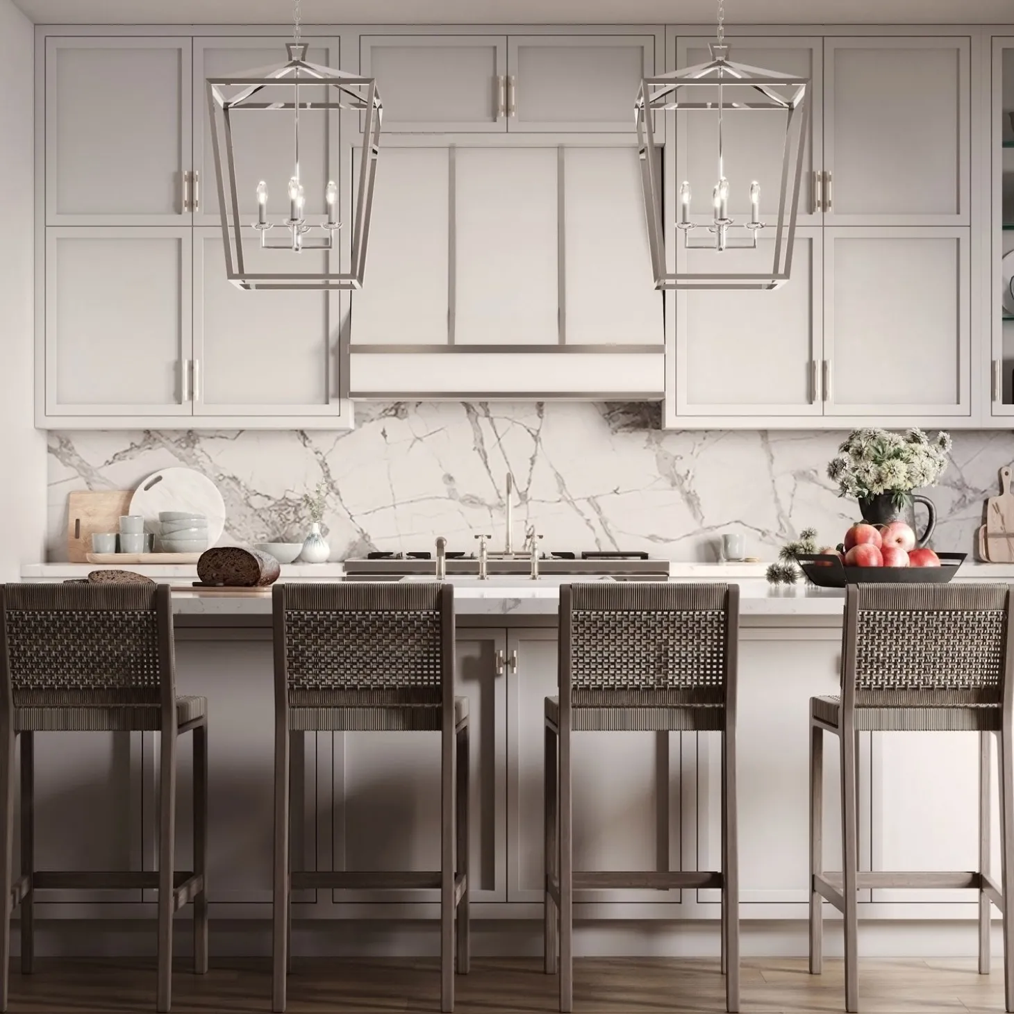 Anover Large Lantern Pendant, Polished Nickel