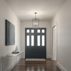 Anover Large Lantern Pendant, Polished Nickel