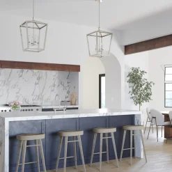 Anover Large Lantern Pendant, Polished Nickel