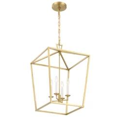 Anover Large Lantern Pendant, Satin Brass