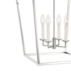 Anover Large Lantern Pendant, Polished Nickel