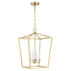 Anover Large Lantern Pendant, Satin Brass