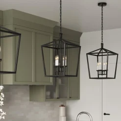 Anover Medium Lantern Pendant, Matte Black