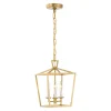 Anover Small Lantern Pendant, Satin Brass