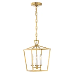 Anover Small Lantern Pendant, Satin Brass