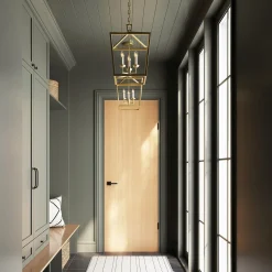 Anover Small Lantern Pendant, Satin Brass