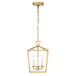 Anover Small Lantern Pendant, Satin Brass
