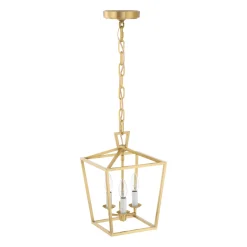 Anover Small Lantern Pendant, Satin Brass