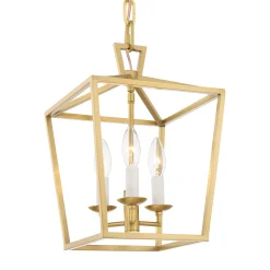 Anover Small Lantern Pendant, Satin Brass