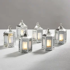 Anthea Silver Mini Holographic Stars Lanterns, Set of 6