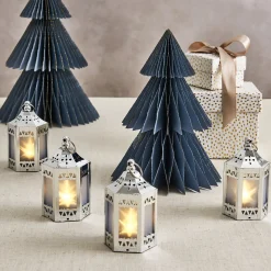 Anthea Silver Mini Holographic Stars Lanterns, Set of 6