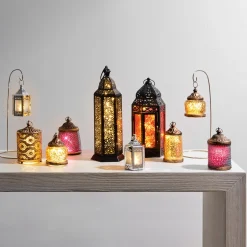 Anthea Silver Mini Holographic Stars Lanterns, Set of 6