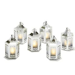 Anthea Silver Mini Holographic Stars Lanterns, Set of 6