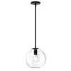 Aria 10" Clear Globe Pendant, Matte Black