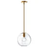 Aria 10" Clear Globe Pendant, Satin Brass