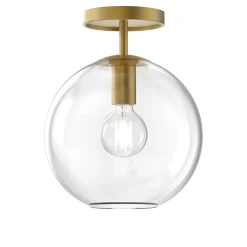 Aria 10" Flush Mount, Satin Brass with Clear Glass