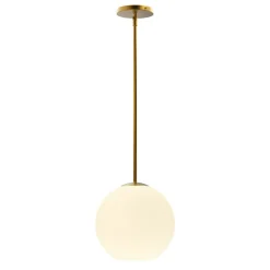 Aria 10" Opal Globe Pendant, Satin Brass