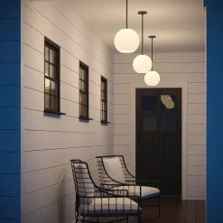 Aria 10" Opal Globe Pendant , Matte Black