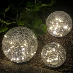 Avalon Solar Crackled Glass Globe, Small