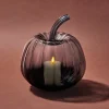 Black Ombre Glass Pumpkin with Flameless Candle