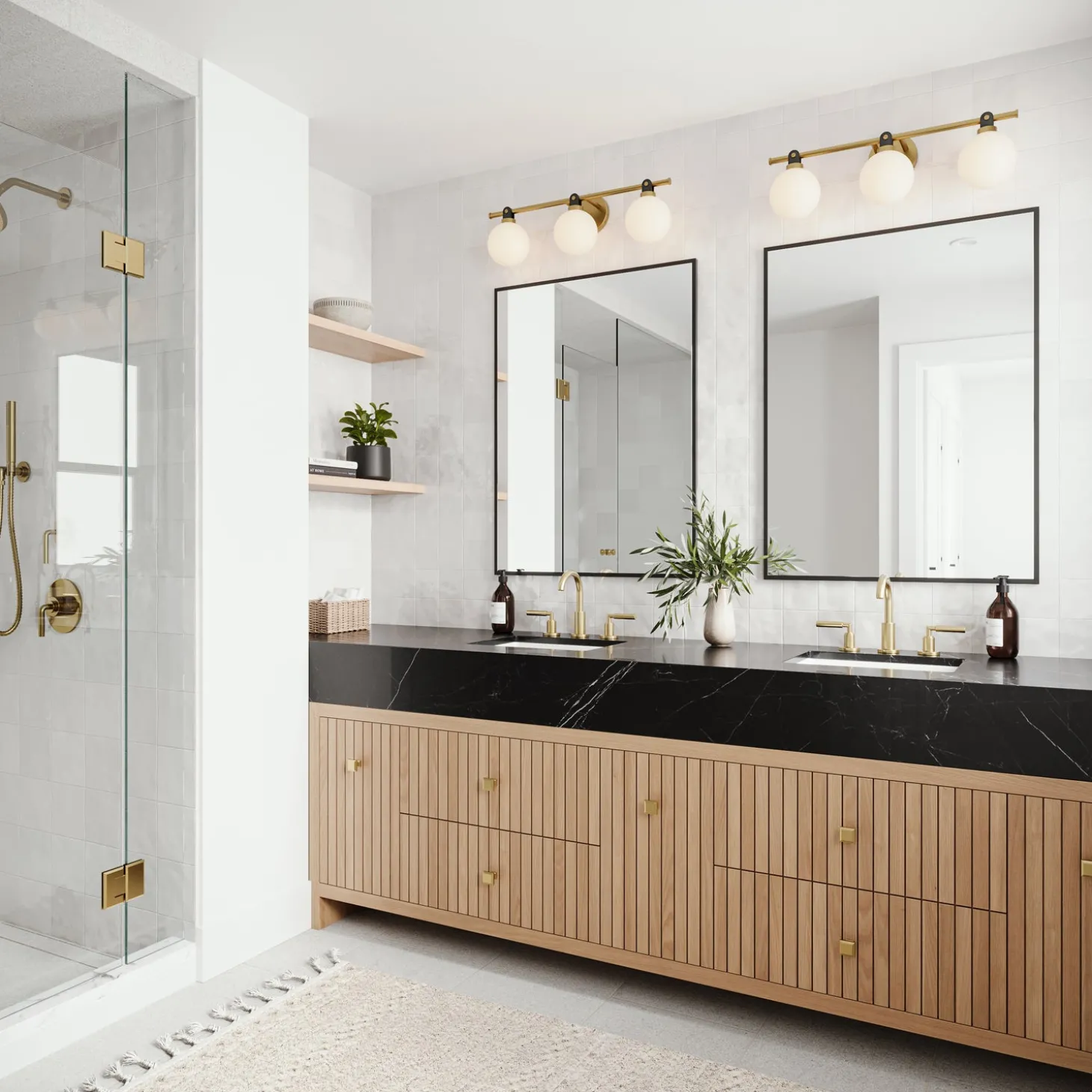 Bryce 3 Globe LED Vanity, Aged Brass