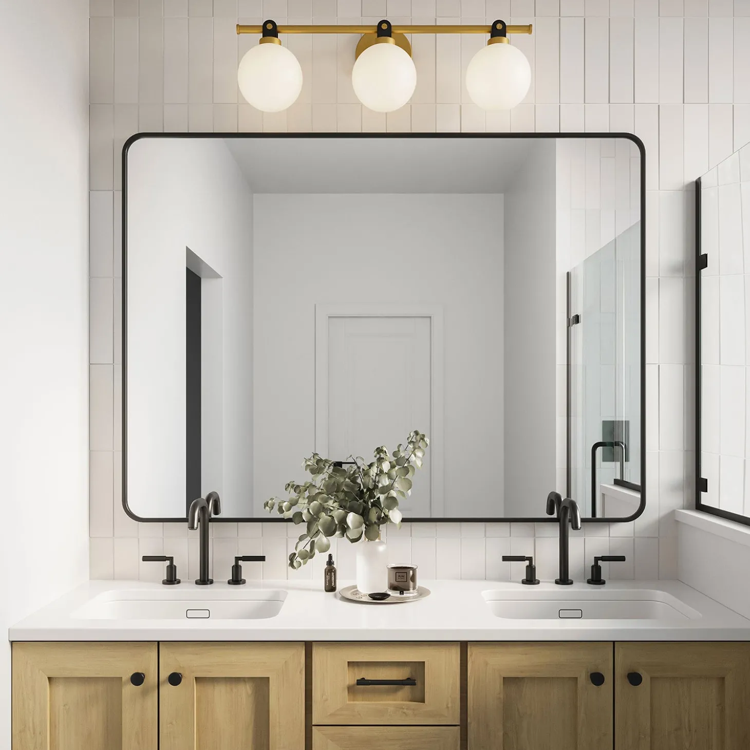 Bryce 3 Globe LED Vanity, Aged Brass