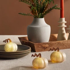 Brynn Mini LED Pumpkins, White, Set of 3