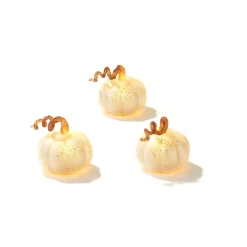 Brynn Mini LED Pumpkins, White, Set of 3