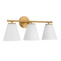 Carlisle 3 Light Vanity, Brushed Brass with Opal Glass