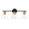 Carlisle 3 Light Vanity, Matte Black and Brushed Brass