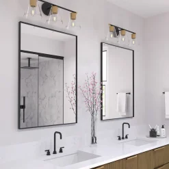 Carlisle 3 Light Vanity, Matte Black and Brushed Brass