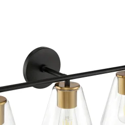 Carlisle 3 Light Vanity, Matte Black and Brushed Brass