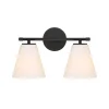 Carlisle 2 Light Vanity Wall Light, Matte Black with Opal Glass