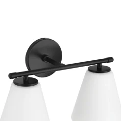 Carlisle 2 Light Vanity Wall Light, Matte Black with Opal Glass