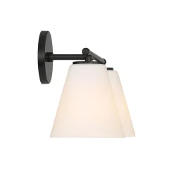 Carlisle 2 Light Vanity Wall Light, Matte Black with Opal Glass