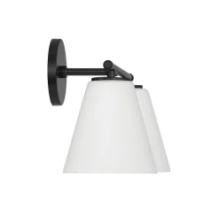 Carlisle 2 Light Vanity Wall Light, Matte Black with Opal Glass