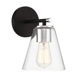 Carlisle Vanity Wall Sconce, Matte Black and Chrome