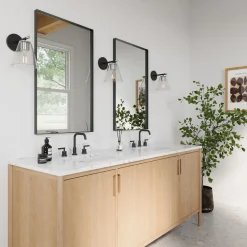 Carlisle Vanity Wall Sconce, Matte Black and Chrome