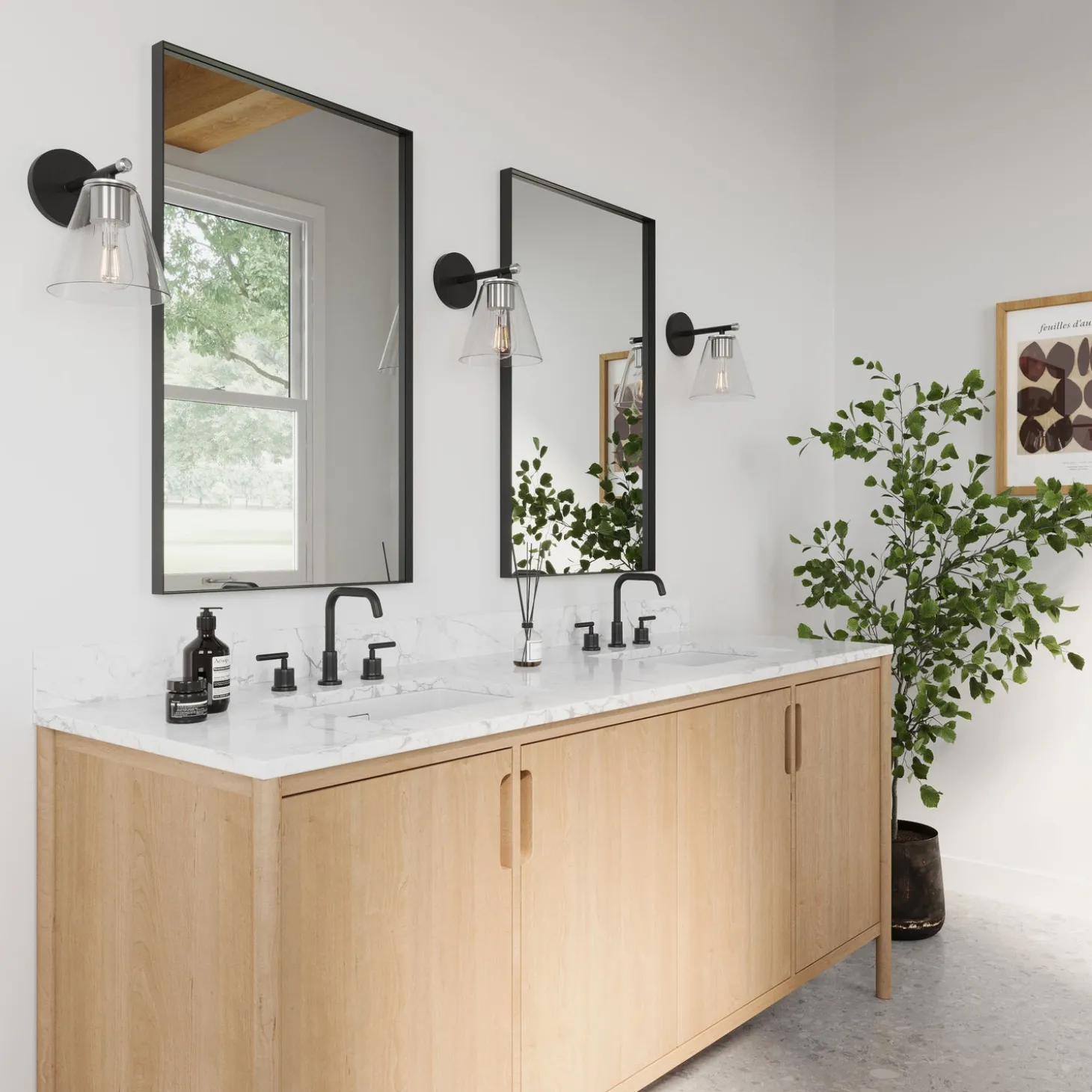 Carlisle Vanity Wall Sconce, Matte Black and Chrome