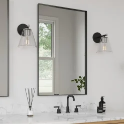 Carlisle Vanity Wall Sconce, Matte Black and Chrome