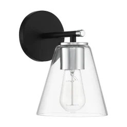 Carlisle Vanity Wall Sconce, Matte Black and Chrome