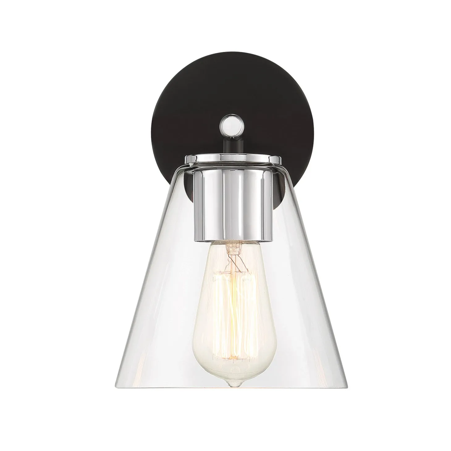 Carlisle Vanity Wall Sconce, Matte Black and Chrome