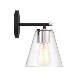 Carlisle Vanity Wall Sconce, Matte Black and Chrome