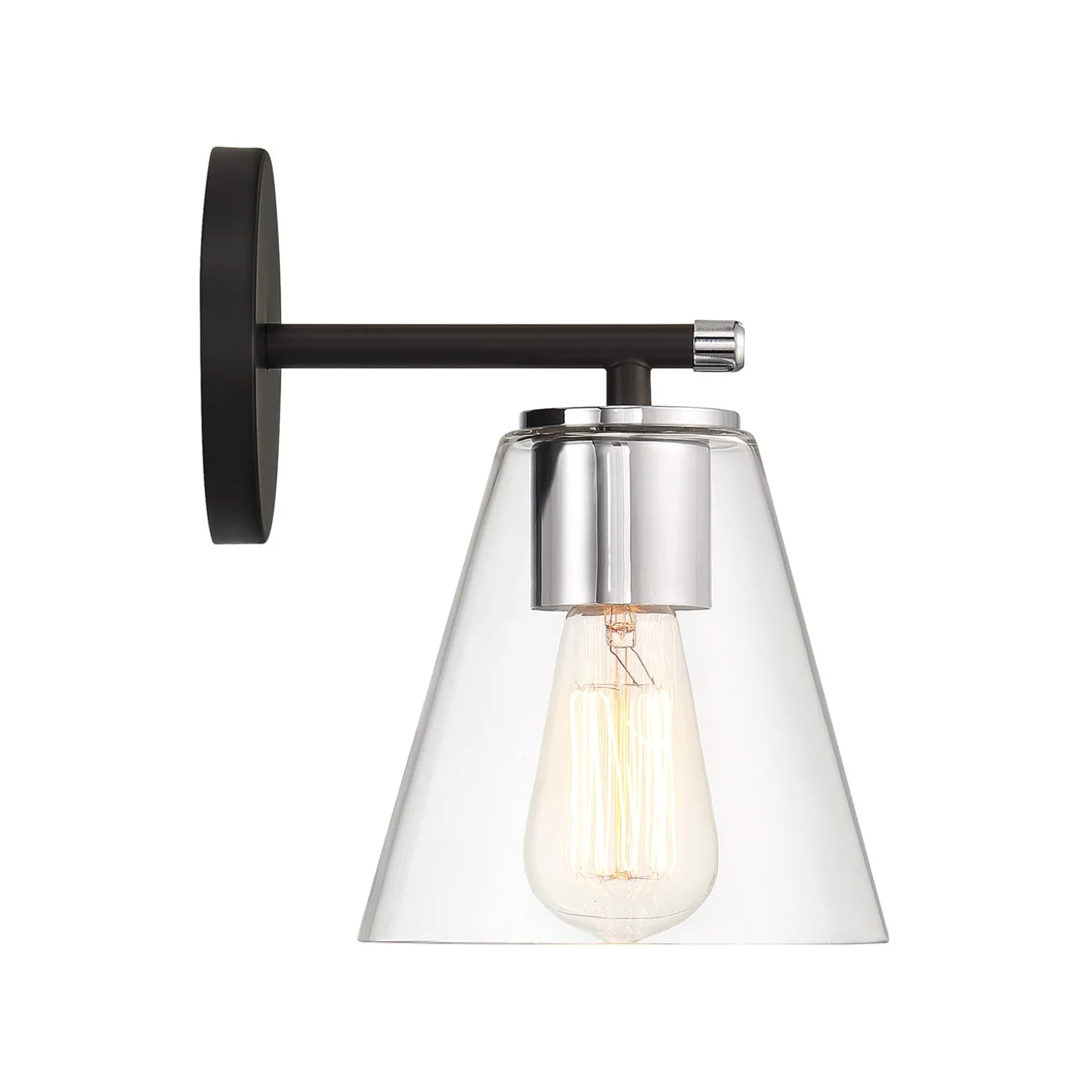 Carlisle Vanity Wall Sconce, Matte Black and Chrome